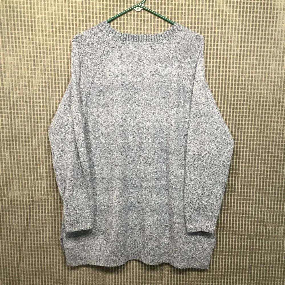 Market & Spruce Womens 2X Blue Marled Knit Raglan Sweater Tunic
